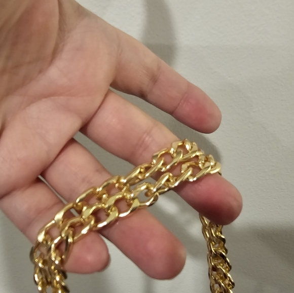 Tory Burch Gemini Link With Gold Chain Straps Blue and Cream Patterned Tote - Picture 4 of 16